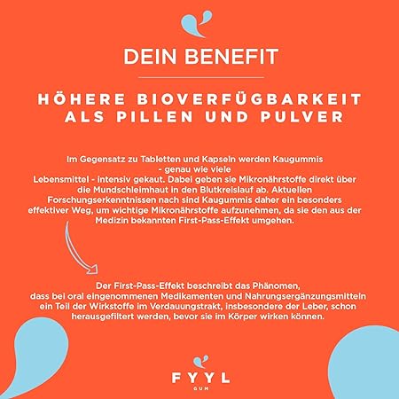 FYYL GUM | Plastikfreies Multivitamin Kaugummi für das Immunsystem - Neuheit - Brombeere-Minze - Plastik- & Zuckerfrei - Quendel, Zink + Sechs Vitamine - 100 Stück