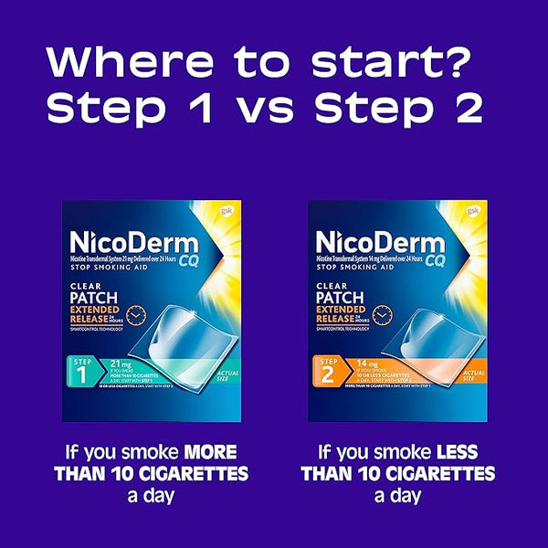 NicoDerm CQ Step 1 Nicotine Patches to Quit Smoking - 21 mg, Stop Smoking Aid, 14 Count (2-Week Kit) Plus Advil Dual Action Coated Caplets with Acetaminophen, 2 Count